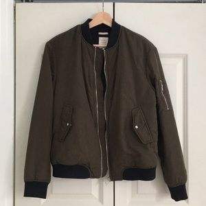 Zara military green bomber jacket
